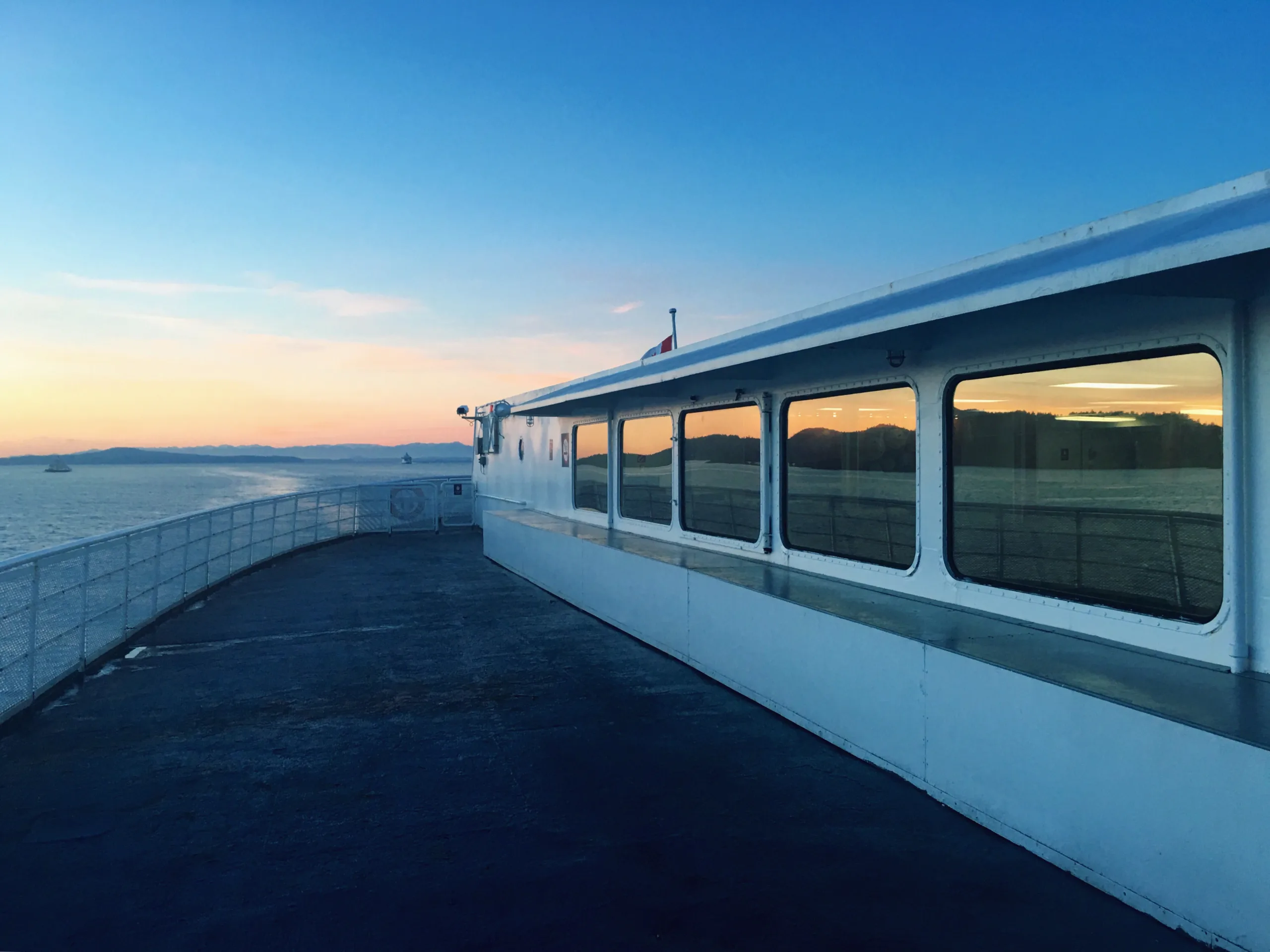 Nanimo BC Ferry with a sunrise