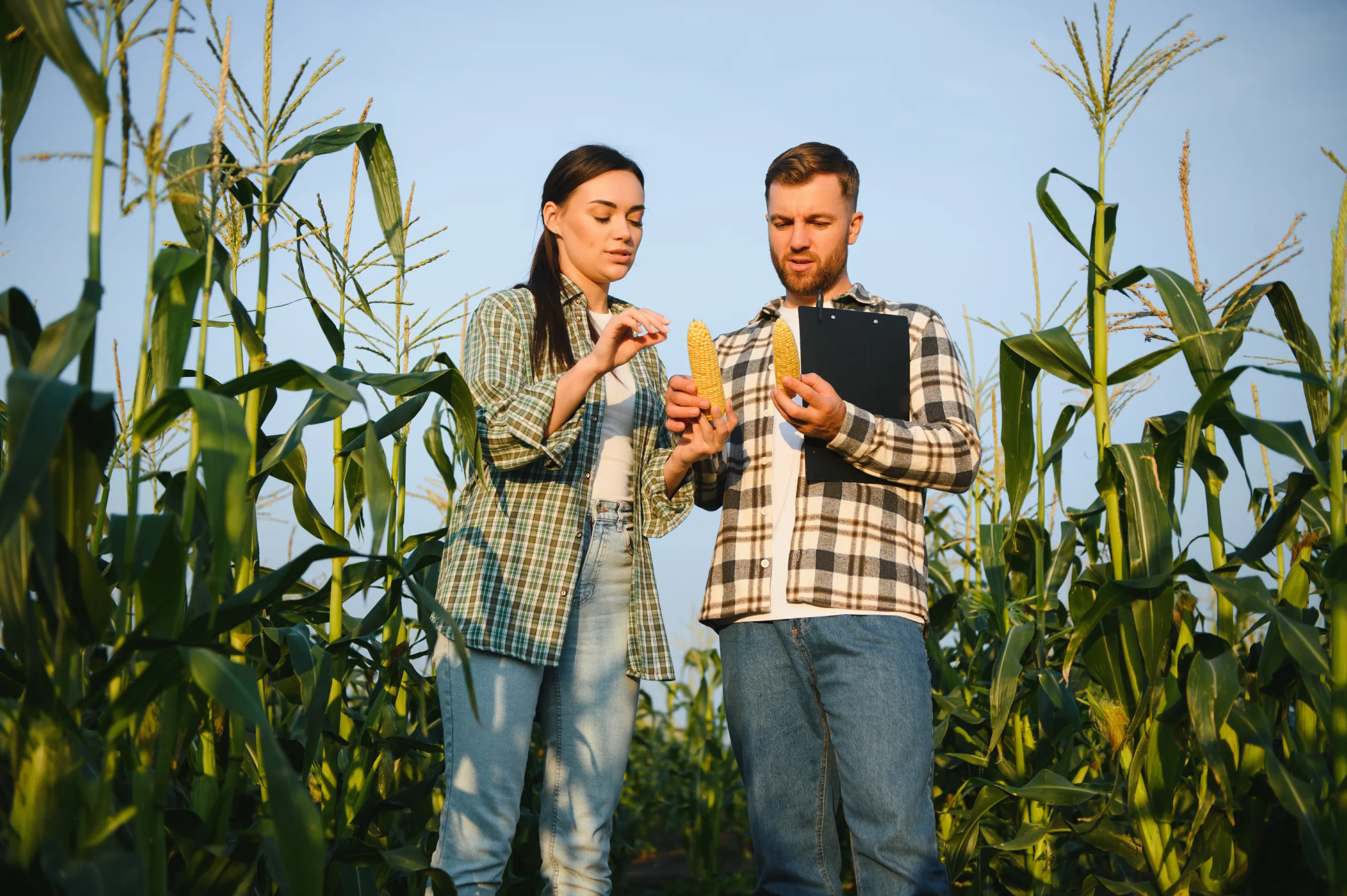 Dietician in Chilliwack showing local farmer the difference between corn type and health 