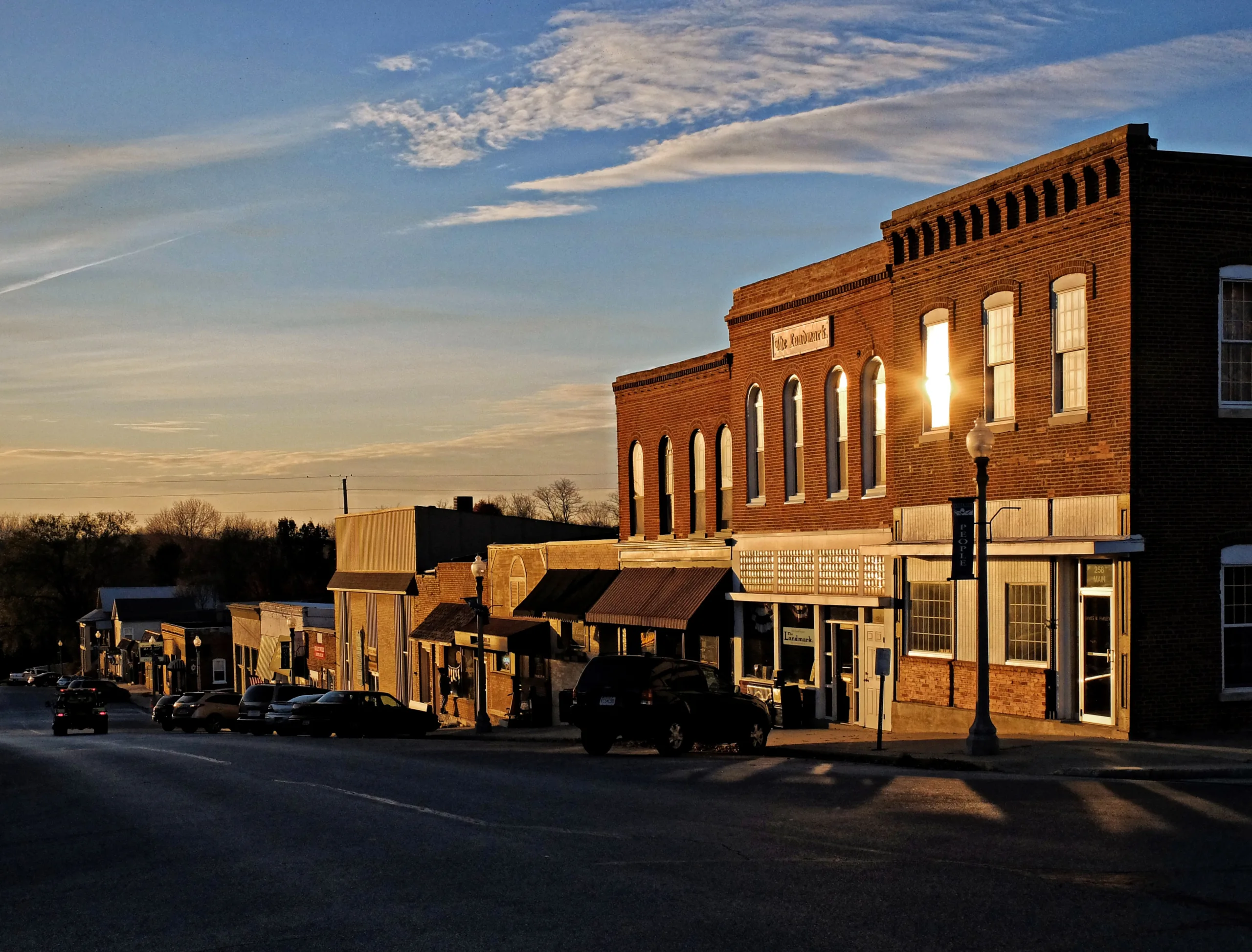 fort langley downtown at sunset