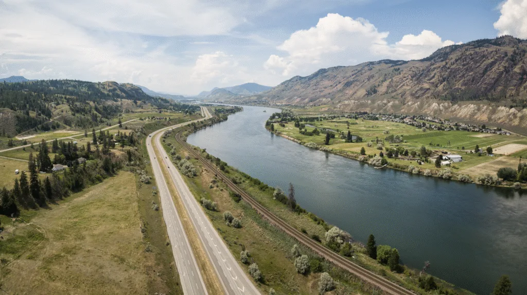 thompson river and highway near kamloops BC 