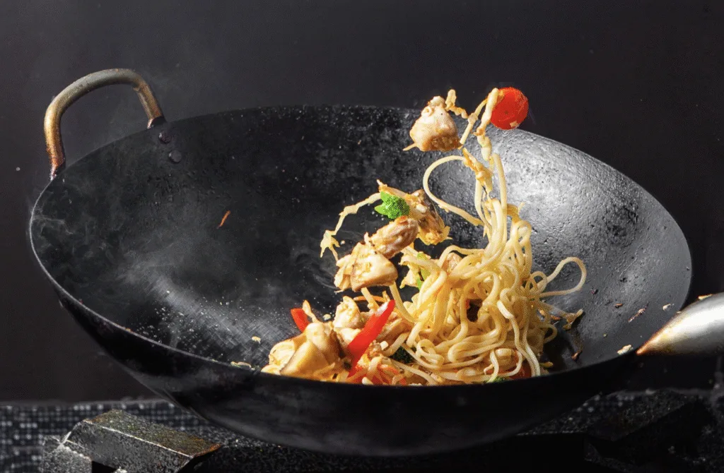 konjac stirfry dish in a wok